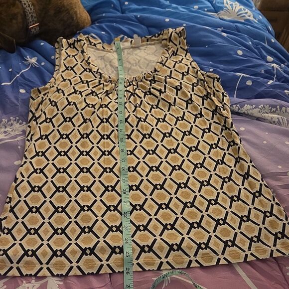 New York & Company Tops - New York & Company Women's Stretch Geometric Scoop Neck Tank Top Beige Black L